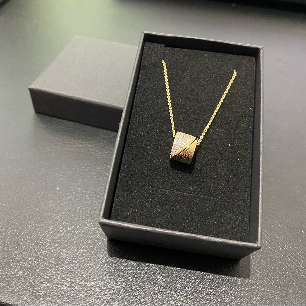Elegant CZ LOVE Golden Bead Necklace Accessory Jewelry